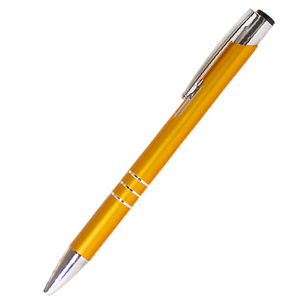 Ручка шариковая металлическая "Ракира", хромированный клип и наконечник, золотой цвет