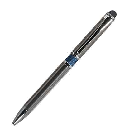 Шариковая металлическая ручка, Portobello Trend, коллекция "iP", нажимной механизм, со стилусом, цвет синий