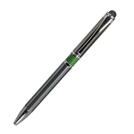 Шариковая металлическая ручка, Portobello Trend, коллекция "iP", нажимной механизм, со стилусом, цвет зелёный