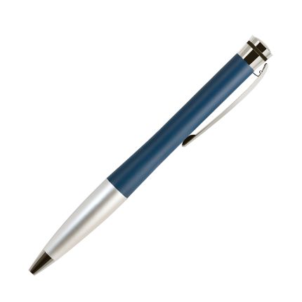 Шариковая металлическая ручка, Portobello Trend, коллекция "Megapolis", покрытие корпуса матовый синий лак, отделка матовое серебро