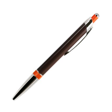 Шариковая металлическая ручка, Portobello Trend, коллекция "Bali", отделка хром, цвет покрытия корпуса коричневый с оранжевым