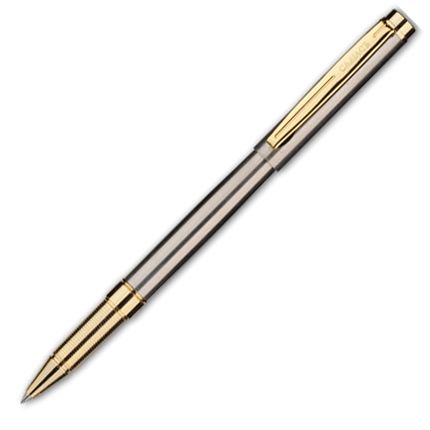 Ручка-роллер бренд "Салiасъ" коллекция "Гдов", со съёмным колпачком, нержавеющая сталь, детали с позолотой
