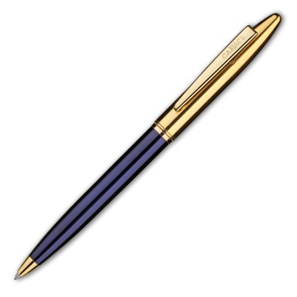 Шариковая ручка бренд "Салiасъ" коллекция "Новгород. Репортёр", латунь с покрытием тёмно-синего цвета, детали и верхняя часть с золочением