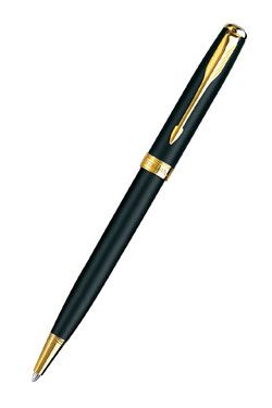 Шариковая ручка Parker Sonnet K528, цвет: MattBlack GT,  стержень: Mblue