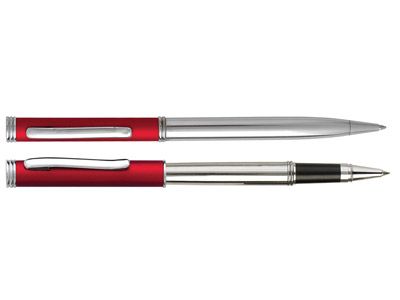 Набор "Кеннеди": ручка шариковая, ручка роллер в футляре, цвет красный