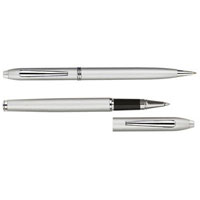 Набор "Экзюпери": ручка шариковая, ручка роллер в футляре, цвет серебряный