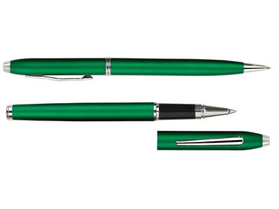 Набор "Экзюпери": ручка шариковая, ручка роллер в футляре, цвет зелёный