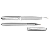 Набор "Дали": ручка шариковая, ручка роллер в футляре, цвет серебряный
