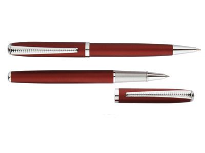 Набор "Дали": ручка шариковая, ручка роллер в футляре, цвет красный