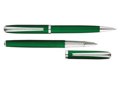 Набор "Дали": ручка шариковая, ручка роллер в футляре, цвет зеленый