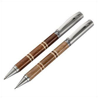 Набор "Миссури": металлическая ручка и карандаш в кожаном подарочном футляре