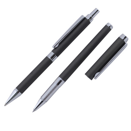 Набор из двух предметов бренда "Салiасъ" коллекции "Гдов": ручка-роллер и механический карандаш, цвет матовый антрацит