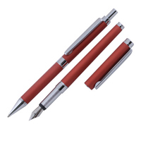 Набор из двух предметов бренда "Салiасъ" коллекции "Гдов": перьевая ручка и механический карандаш, цвет матовый красный