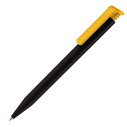 Ручка шариковая пластиковая, бренд Senator, коллекция Super-Hit Recycled (2850), цвет черный/желтый 7408