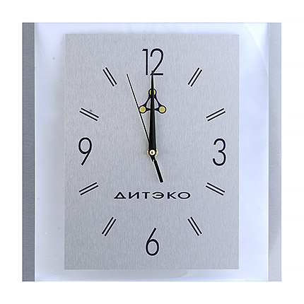 Настенные стеклянные часы с логотипом размер 30х30 см, циферблат металлический 20х27 см