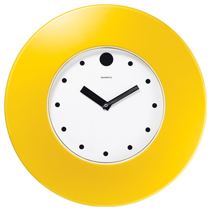 Часы настенные пластиковые, модель 55, диаметр 375 мм, стекло пластиковое, кольцо- пластик шириной 78 мм, цвет жёлтый