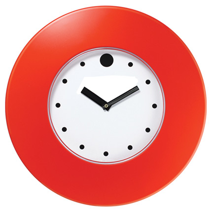 Часы настенные пластиковые, модель 55, диаметр 375 мм, стекло пластиковое, кольцо- пластик шириной 78 мм, цвет красный