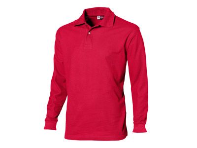 Рубашка поло "Seattle" мужская с длинным рукавом, цвет красный, размер 2XL