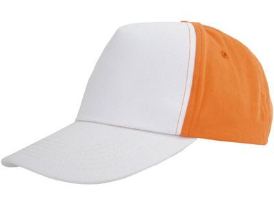 Бейсболка "Arizona" 5-ти панельная, цвет белый/оранжевый