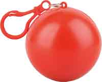 Дождевик в футляре в форме шара с карабином, единый размер. Дождевик - полупрозрачный, футляр с карабином - красные