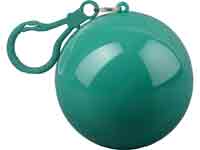 Дождевик в футляре в форме шара с карабином, единый размер. Дождевик - полупрозрачный, футляр с карабином - зелёные