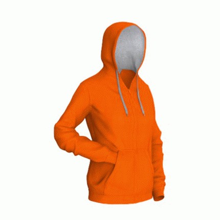 Толстовка женская, модель 17W Style Woman, цвет оранжевый с серым, размер L