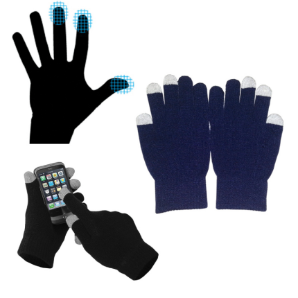 Перчатки для сенсорных экранов, однотонные, синие