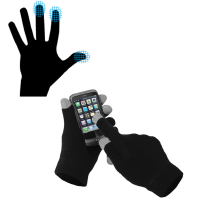 Перчатки для сенсорных экранов, однотонные, чёрные