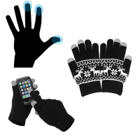 Перчатки для сенсорных экранов, с орнаментом, чёрные