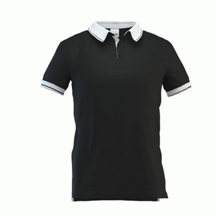 Рубашка-поло мужская, модель 04C Contrast, цвет чёрный с белым, размер L