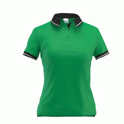 Рубашка-поло женская, модель 04CW Contrast Woman, цвет зелёный с чёрным, размер XXL
