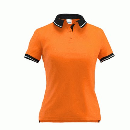 Рубашка-поло женская, модель 04CW Contrast Woman, цвет оранжевый с чёрным, размер XXL