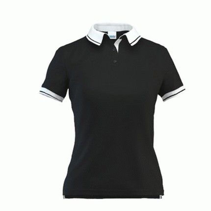 Рубашка-поло женская, модель 04CW Contrast Woman, цвет чёрный с белым, размер XL