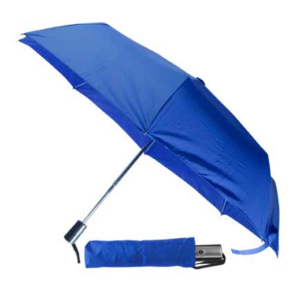 Зонт складной, c пластиковой прорезиненной ручкой, автомат. В комплект входит чехол. Синий 293 С