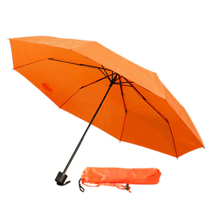 Зонт механический складной в чехле, с пластиковой ручкой. Оранжевый 172 С
