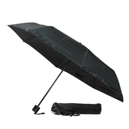 Зонт механический складной в чехле, с пластиковой ручкой, чёрный