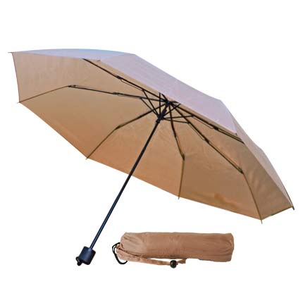 Зонт механический складной в чехле, с пластиковой ручкой. Бежевый 7521С