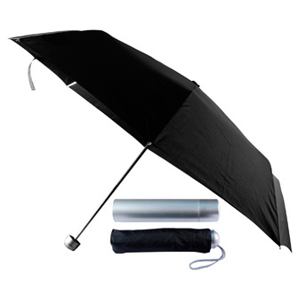 Зонт складной-мини, механический, в металлическом тубусе, черный
