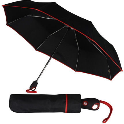Зонт складной автоматический «Уоки», купол чёрный с красной окантовкой