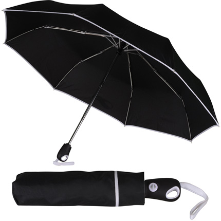 Зонт складной автоматический «Уоки», купол чёрный с белой окантовкой
