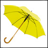 Зонт-трость с деревянной изогнутой ручкой. Купол - полиэстер  190Т. Автоматическое открытие. Деревянный корпус. Жёлтый