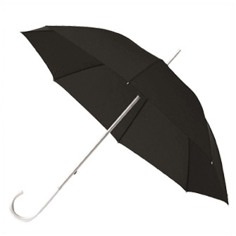 Зонт-трость с алюминиевой изогнутой ручкой. Купол полиэстер 190Т. Корпус алюминий. Ручное открытие. Черный