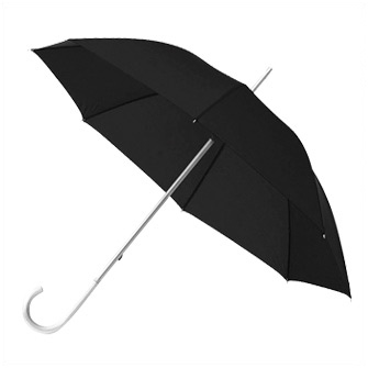 Зонт-трость с алюминиевой изогнутой ручкой. Купол полиэстер 190Т. Корпус алюминий. Автоматическое открытие. Черный