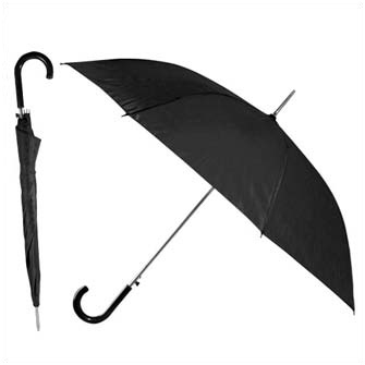 Зонт-трость, автоматическое открытие, полиэстер 190Т. Черный