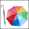 Зонт-трость "Радуга"с деревянной изогнутой ручкой. Автоматическое открытие. Деревянный корпус. 8 разноцветных панелей. Диаметр купола - 120 см