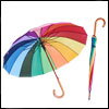 Зонт-трость "Rainbow"с деревянной изогнутой ручкой.  Автоматическое открытие. Деревянный корпус. 16 цветных панелей. Диаметр купола - 120 см