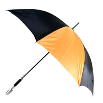 Зонт-трость "SECTOR", п/автомат, материал 190Т полиэстер. Чёрный с одним оранжевым клином 164 С