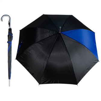 Зонт-трость "SECTOR", п/автомат, материал 190Т полиэстер. Чёрный с одним синим клином