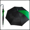 Зонт-трость "SECTOR", п/автомат, материал 190Т полиэстер. Чёрный с одним зеленым клином 349C