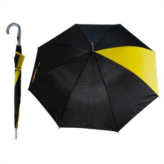 Зонт-трость "SECTOR", п/автомат, материал 190Т полиэстер. Чёрный с одним желтым клином 108 С